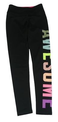 Černé sportovní legíny s nápisem H&M