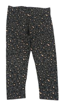 Sivo-čierno-ružové legíny s leopardím vzorom zn. C&A