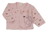 Svetloružová prepínaci mikina s listami a ježkami