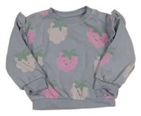 Šedomodrá mikina s malinami s volánikmi M&S