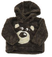 Hnědá chlupatá mikina s čumákem a kapucí Ergee