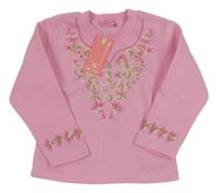 Nové - Ružová mikina s výšivkami