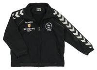 Čierno-biela šušťáková jarná bunda s šipkami a nápismi Hummel