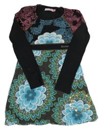 Černo-modro-růžovo-tyrkysové šaty s mandalami Desigual