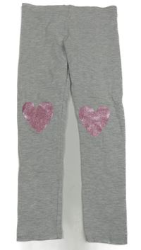 Světlešedé melírované legíny se srdíčky F&F