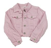 Ružová crop rifľová bunda Bluezoo