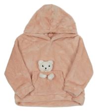 Ružová plyšová mikina s 3D medvedíkom a kapucňou H&M