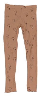 Ružové rebrované kvetované legíny George