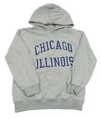 Svetlosivá melírovaná mikina s nápisom a kapucňou H&M