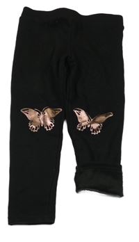 Černé zateplené legíny s motýlky Primark