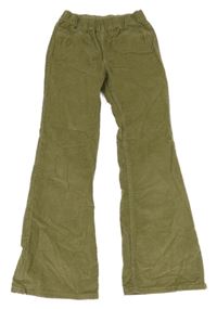 Khaki flare manšestráky H&M