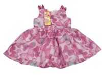 Nové - Ružové pruhované šaty s motýlky - Barbie