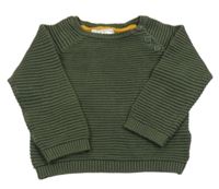 Khaki rebrovaný sveter Ergee