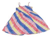 Ružovo-modro-žlté pruhované šaty F&F