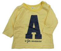 Žlto-biele pruhované tričko s písmenem