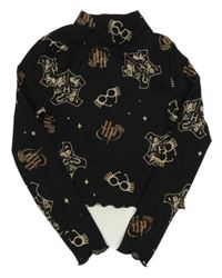 Černo-béžové žebrované crop tirko - Harry Potter