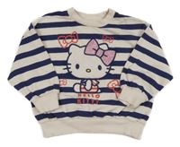 Bielo-tmavomodrá pruhovaná mikina s Hello Kitty Matalan