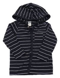 Tmavomodro-biela pruhovaná prepínaci mikina s kapucňou H&M