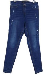 Dámske modré skinny rifle s vyšúchaním Denim