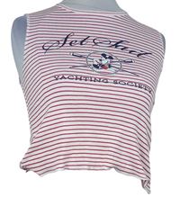 Dámsky červeno-biely pruhovaný crop top s Mickeym H&M