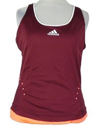 Dámský vínovo-neonově růžový sportovní funkční top Adidas 