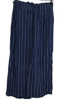 Dámské tmavomodré proužkované culottes kalhoty 