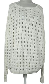 Dámský bílý perforovaný svetr 