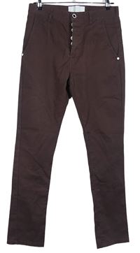 Pánske hnedé plátenné skinny nohavice Humor vel. 30