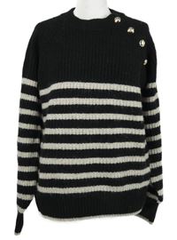 Nové - Dámský černo-béžový pruhovaný svetr Dunnes 