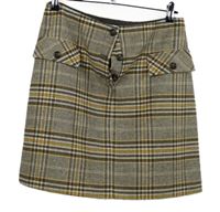 Dámská hnědo-žlutá kostkovaná vlněná sukně TU 