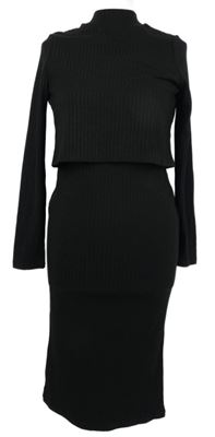 Dámské černé žebrované šaty River Island 