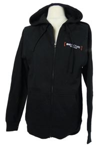 Pánská černá propínací mikina s nápisem a kapucí 