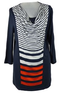 Dámská tmavomodro-bílo-červená pruhovaná tunika s vodou Bonita 