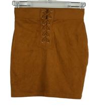 Dámska skořicová semišová sukňa so šnurovaním Forever21