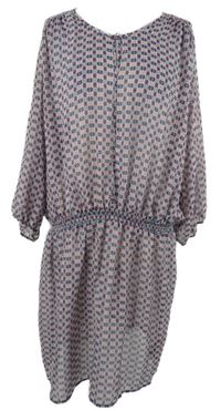 Dámske ružovo-modré vzorované šifónové šaty George