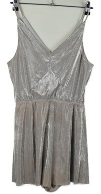 Dámský růžovo-zlatý třpytivý plisovaný letní overal Topshop 