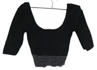 Dámské černé úpletové crop tričko s cvočky Bershka 