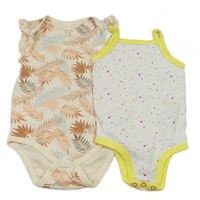 2x body bílé puntíkaté+ smetanové s listy 
