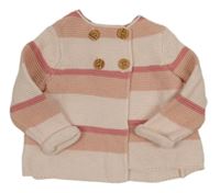 Růžový pruhovaný propínací svetr Mothercare