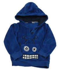 Modrá chlpatá domáceá mikina s príšerkou a kapucňou Lupilu