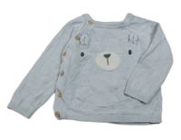 Svetlomodrý sveter s medvěďom