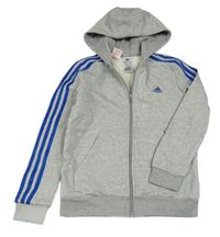 Světlešedo-modrá propínací mikina s logem a kapucí Adidas