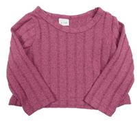 Rubínové melírované úpletové žebrované triko