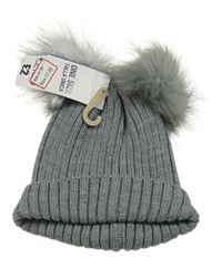 Nové - Sivá rebrovaná čapica s bambulemi Pep&Co