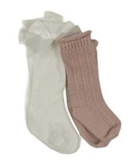 2x podkolenky bílé+ růžové