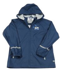 Tmavomodrá nepromokavá bunda s bagrem a kapucí Lupilu