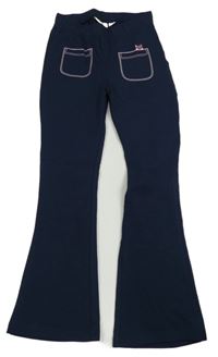 Tmavomodré flare legíny s vreckami a mačkou kids