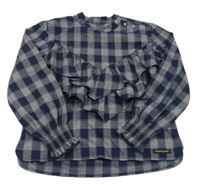 Tmavomodro-bílá kostkovaná halenka 