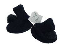 Nové - Tmavomodré pletené cápačky s bambulkou George