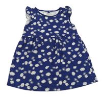 Tmavomodré kvetinové bavlnené šaty Pocopiano